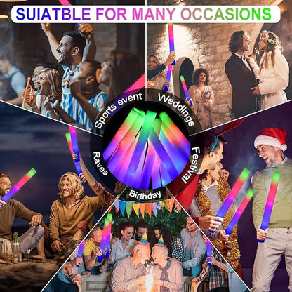 LifBetter Light Up Glow Sticks Bulk, LED Foam Sticks in The Dark with 3 Modes Flashing Led Foam Multicolor Batons Light up Party Favors for Birthdays, Weddings, Concerts, Festivals (45pcs)