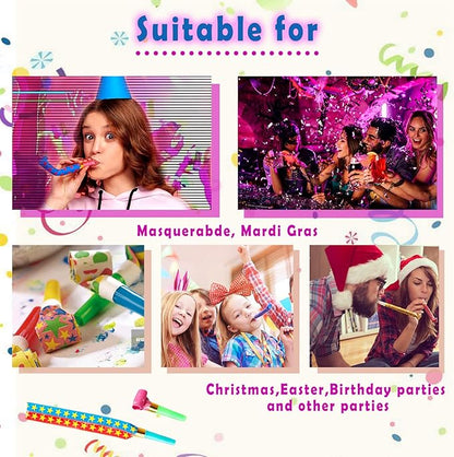 75 PCS Noisemakers Funny Party Blower Colorful Birthday Blow Horns Whistles New Years Favors Noise Makers (75)