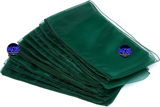 MDS Pack of 150 PCS Organza Chair Sashes Wider Dining Chair Bows Ribbon Tie Back for Wedding Party Birthday Bridal Shower Reception Event Banquet Home Chair Cover Decoration - Hunter Green