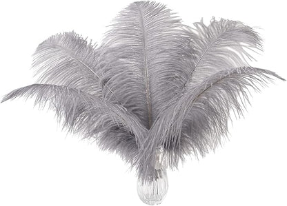 Ballinger Natural Gray Ostrich Feathers - 24pcs 8-10inch for Wedding Party Centerpieces Home Decor