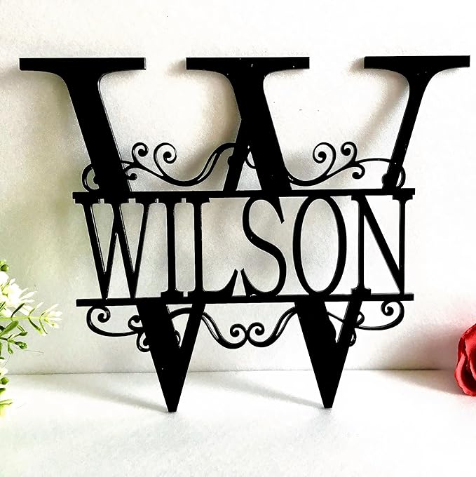 Personalized Metal Name Signs, Split Letter Monogram Wall Decor, Custom Last Name Sign, Family Name Sign for Outdoor, Personalized Wedding Gift, Garden Decor, Metal Wall Art, Housewarming Gift (MonogramDesign_12)