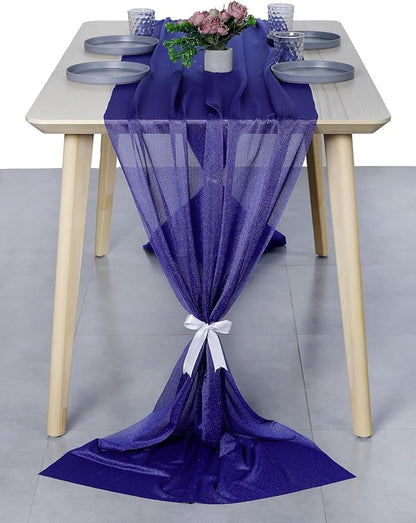 MDS Halloween Chiffon Table Runner - 10 Pack, 29 x 170 Inches, 14ft Each - Sheer Spooky Table Runners for Haunted House Parties, Trick-or-Treat Tables, Witchy Décor, Wedding & Events - Royal Blue