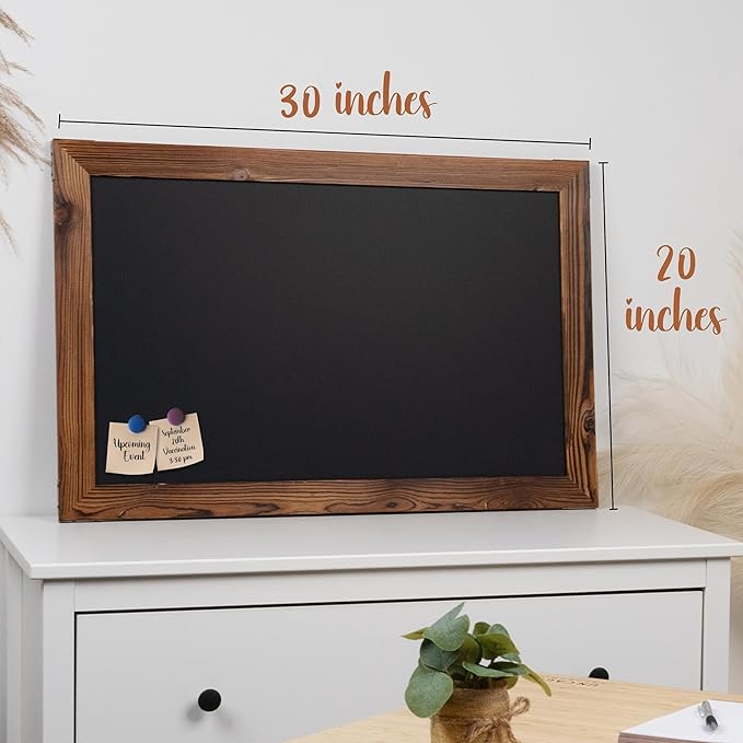 Loddie Doddie Magnetic Chalkboard Sign - 20 x 30 in Rustic Wood Frame - Easy-Erase Surface & Chalkboard Calendar for Wall - Magnet Board for Wall