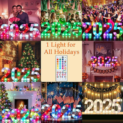 Pooqla Colorful Light Up Numbers, 35 Colors LED Marquee Number Lights for 4th Birthday Decorations with Remote, RGB Lighted Numbers for Party, Wedding, Bar, Night Light, Home Decor, Number 4