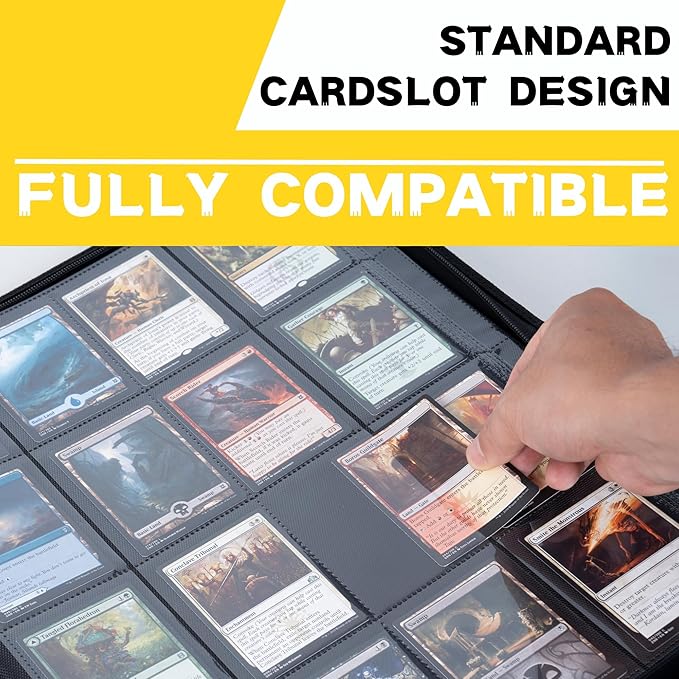 1600+ Pockets Trading Card Binder, 16-Pocket Card Ablum Compatible with MTG,Sports Cards & Other Standard Size Trading Card (BLACK)