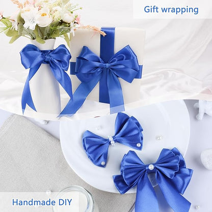 NESCCI 100 Yards Ribbon,1-1/2 Inch Royal Blue Satin Ribbon,Single Face Satin Ribbons,Perfect for Gift Wrapping,Wedding Decoration,Handmade Bows,Wrapping Bouquet,Halloween, Christmas