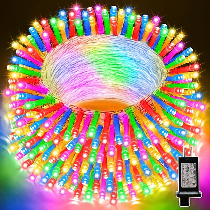 LAMPHOME Colorful String Lights, 66 ft 200 LED Pastel Easter Lights 11 Modes Plug in,transparant Wire Twinkle Fairy Lights for Spring Bedroom(Lighted up in Pink Red Yellow Blue Green Color)