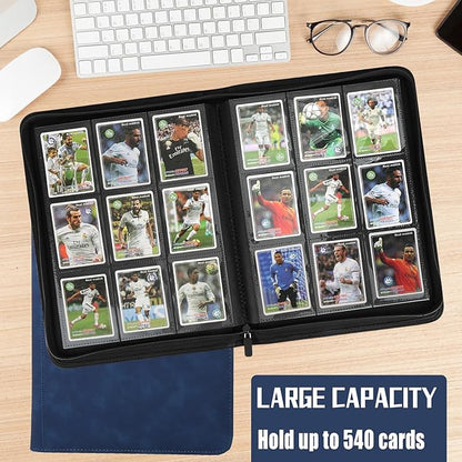 9 Pocket Card Binder,540 Pocket Trading Card Binders,Loading Pocket Collectible Card Album for MTG, TCG, Sport Card, Game Cards Navy Blue