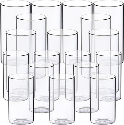 WDHODEC Bud Vases for Flowers 18 PCS, 6" 8" Clear Glass Cylinder Vase Hurricane Candle Holders Floating Pillar Wedding Centerpiece Birthday Party Decoration