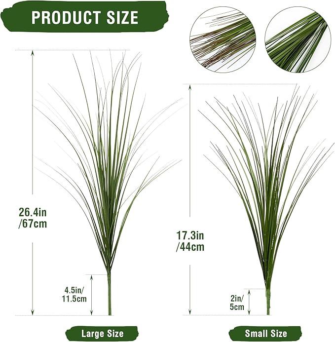 48PCS Fake Plants Artificial Wheat Grass Greenery Plastic Plants Fake Grass Artificial Plants for Outdoor Decor Artificial Grass Plant with Greenery Stems for Indoor Home Decoration 26.4"