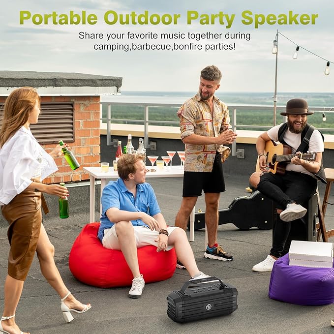 Bluetooth Speaker 120W Peak 80W Portable Wireless Hi-Fi Loud Outdoor IPX6 Waterproof Big Party Speakers with Deep Bass, TWS Pairing, DSP Sound Boombox for Home Camping Beach