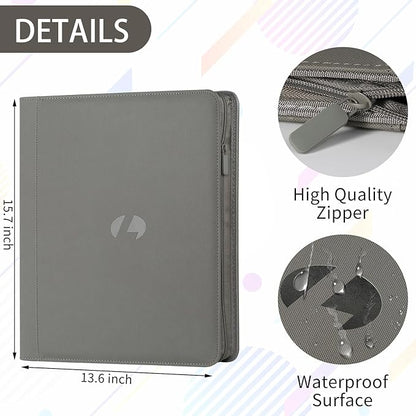 Toploader Binder,Holds 288 Toploaders,9 Pocket Double-Sided Top Loader Binders with Sleeves for 3 x 4'' Toploaders, Card Holder for Trading Cards or Sports Cards (Grey)
