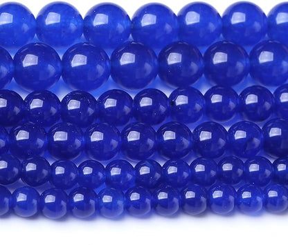 Mysterious Blue Chalcedony Stone Beads Gemstone Round Crystal Energy Jade Beads Stone Beads for Jewelry Making DIY Bracelet Necklace Jewelry Making 1 Strand 15.5inch 60PCS 6MM