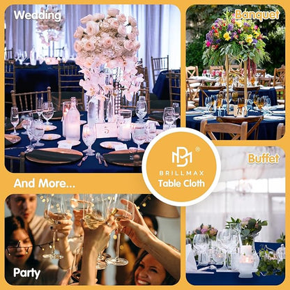 BRILLMAX 6 Pack Navy Blue Round Tablecloths 108 Inch - Circle Bulk Linen Polyester Fabric Washable Table Cloth Cover for Wedding Reception Banquet Birthday Party Buffet Restaurant