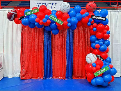 JYFLZQ Red Sequin Backdrop Curtains 2ft x 8ft 2 Panels Glitter Photo Booth Backdrops Sparkly Photography Background Drapes for Parties Wedding Bridal Showers