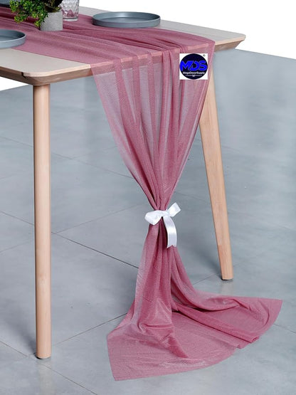 MDS Halloween Chiffon Table Runner - 15 Pack, 29 x 170 Inches, 14ft Each - Sheer Spooky Table Runners for Haunted House Parties, Trick-or-Treat Tables, Witchy Décor, Wedding & Events - mauva