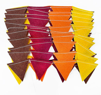 Fall Party Decoration Orange Yellow Brown Burgundy Felt Hanging Triangle Mini Bunting Pennant Banner Flag for Autumn Thanksgiving Harvest Birthday Wedding Baby Shower Party Classroom Nursery Decor