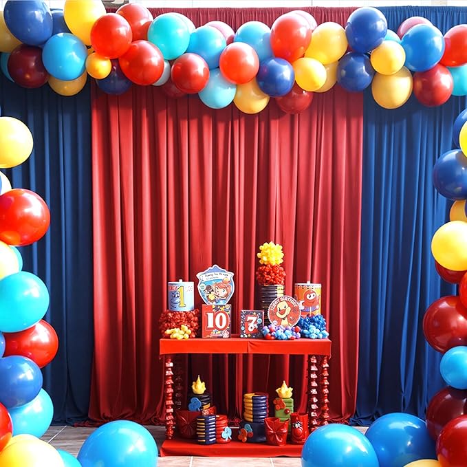 20×12ft Wrinkle Free Red Backdrop Curtain for Wedding Parties,4 Panels 5×12ft Long Soft Silky Polyester Backdrop Drapes Red Photo Back Drop Curtains for Photography Stage Christmas Background Cloth