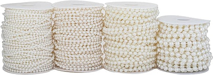 5mm Crafts Faux Pearl Beads Garland Pearl Bead Roll Strand of Pearls to Decorate Floral Centerpieces Wedding Party Favor Christmas Tree(99 Feet Ivory)