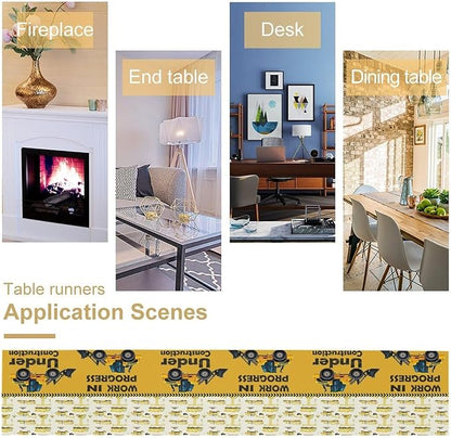 Cartoon Car Table Runner,Boys Kids Construction Vehicles Truck Yellow Print Tablecloth Burlap for Hotel Indoors Outdoor Dining Room Kitchen Home Decor,W13X L70 in