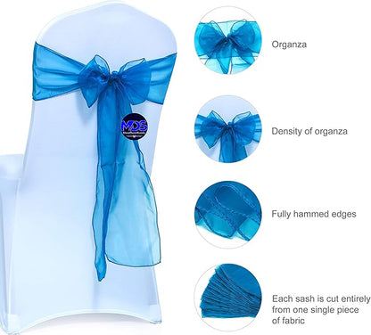 MDS Pack of 150 PCS Organza Chair Sashes Wider Dining Chair Bows Ribbon Tie Back for Wedding Party Birthday Bridal Shower Reception Event Banquet Home Chair Cover Decoration - Dark Teal