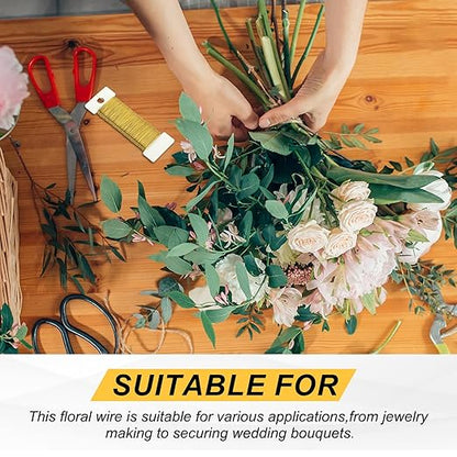 MECCANIXITY 190 Yards/575 Feet 27 Gauge Metal Floral Wire Copper Flexible Paddle Thin Floral Wires for Craft, Christmas Wreath, Flower Arrangement, Wedding, Total 5 Roll