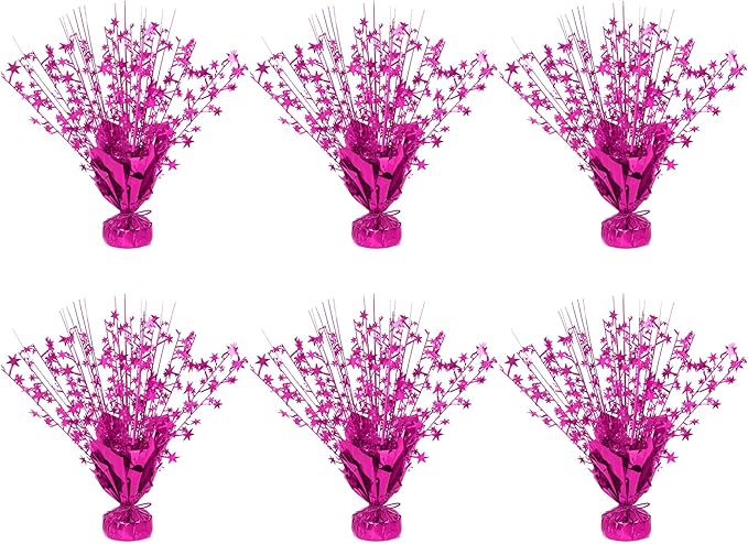 6 Pack Star Table Centerpieces for Party, Birthday Table Decorations for Kids Adults, Party Centerpieces for Tables for Wedding Baby Shower Graduation Holiday Event (Hot Pink)
