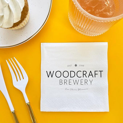 Big Dot of Happiness Custom Logo Party Napkins, Personalized Corporate Branded Business Decor, Your Logo Here White 3-Ply Paper Luncheon Napkins - 150 Count