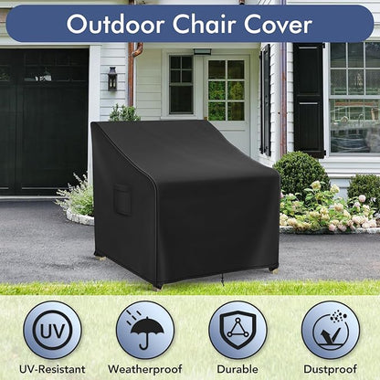 Patio Furniture Covers Waterproof for Chairs, Lawn Outdoor Chair Covers 2 Pack, Patio Chair Covers for Outdoor Furniture Fits up to 33W x 34D x 31H inches, Black