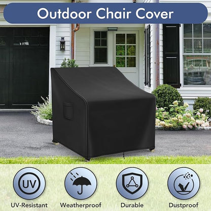 Patio Furniture Covers Waterproof for Chairs, Lawn Outdoor Chair Covers 2 Pack, Patio Chair Covers for Outdoor Furniture Fits up to 30W x 37D x 31H inches, Black