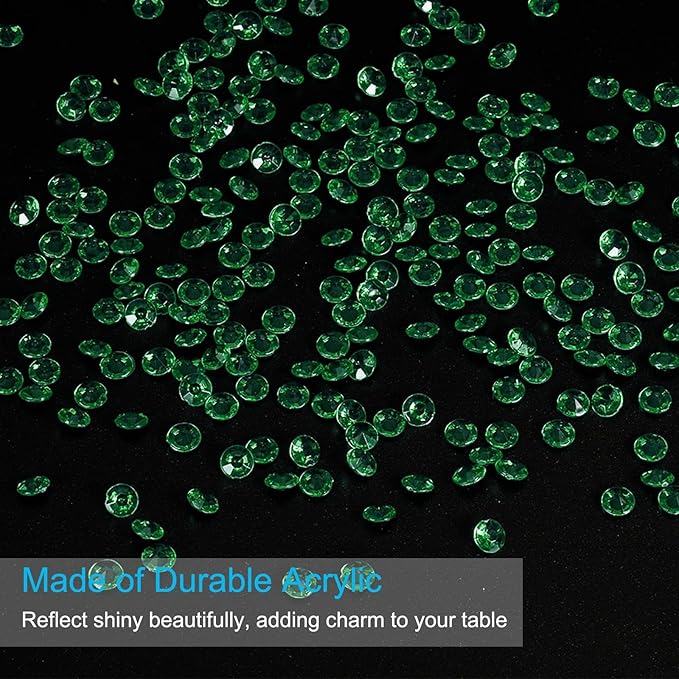 PATIKIL 4000 Pcs Wedding Table Scatter Confetti Crystals 6mm Acrylic Diamonds Vase Fillers Gems for Table Centerpiece Decorations Party Vase Beads, Dark Green
