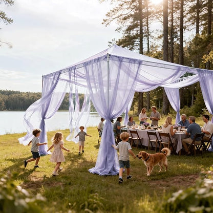 Wedding Arch Draping Fabric 29" x 18 FT Lavender Sheer Chiffon Outdoor Curtain Drapes for Wedding Birthday Party Ceremony Decor(1 Panel, Lavender)