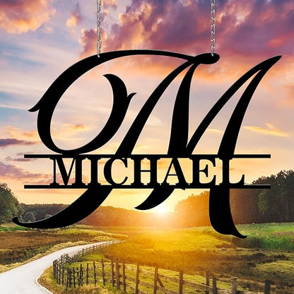 Custom Signs Outdoor Metal, Personalized Name Sign, Family Last Name Sign Home Decor, Initial Monogram Wall Metal Art, Customized Christmas Housewarming Wedding Gifts