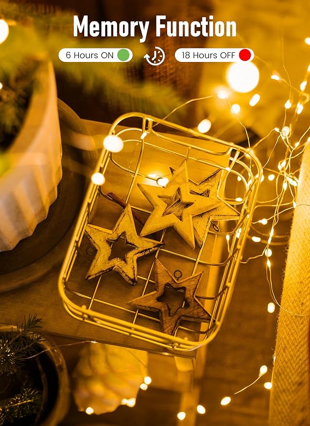 Minetom Fairy Lights Battery Operated with Remote, 66Ft 200 LED Waterproof String Lights Indoor Outdoor, Starry Twinkle Light for Christmas Home Bedroom Wedding DIY Centerpiece Decor