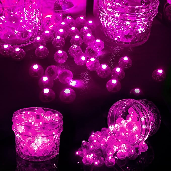 Aogist 100pcs Balloon Lights,Long Standby Time Waterproof Twinkle Mini Light,Battery Powered,Round LED Ball Lamp for Latex Balloon Paper Lantern Party Wedding Christmas Halloween Decorative,Pink-Flash