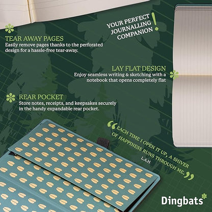Dingbats* Wildlife Plain Writing Journal Notebook A5 - Vegan Leather Hardcover - Ideal for Work, Travel - Pocket, Elastic Closure, & Bookmark