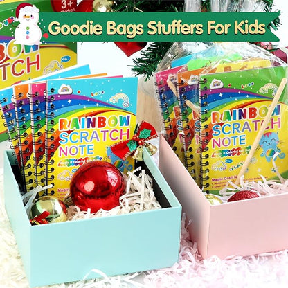 ZMLM Rainbow Scratch Party Favors Kids: Birthday Gifts Toy Bulk Scratch Art Notebook 24 Pack Birthday Goodie Bags Stuffers Girls Boys Art Craft Pads Classroom Prizes School Supplies Stocking Stuffers