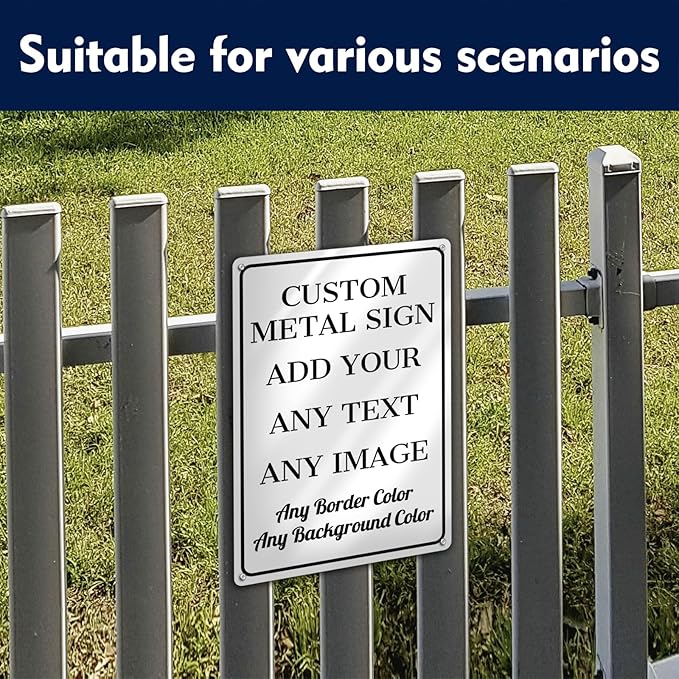 Custom Signs Outdoor Metal - 12 x 8 Personalized Aluminum Rust-Proof Entrance Garden Hazard Intersection Parking Signs, Decorative Sign (Style 03)