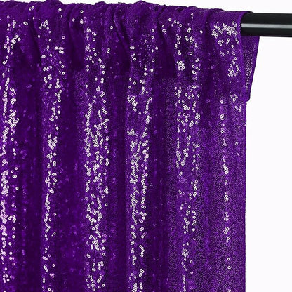 JYFLZQ Purple Sequin Backdrop Curtains 2ft x 8ft 4 Panel Glitter Photo Booth Backdrops Sparkly Photography Background Drapes for Parties Wedding Bridal Showers