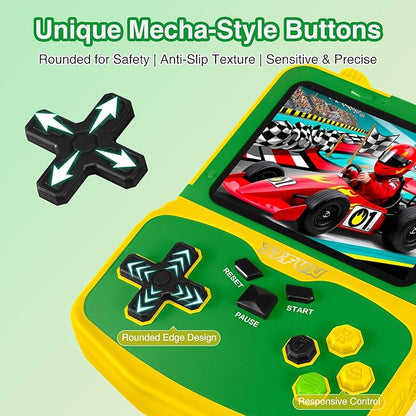 Kids Handheld Video Game Player, 220 Preloaded Classic Games, Portable Plug & Play Retro Game Console with 3.5'' Screen & Rechargeable Battery, No Ads, Mute Function for Travel-Green