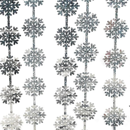 Silver Snowflake Fringe Curtain - GREATRIL Winter Onederland Streamers Backdrop with Sparkling Snowflake for Christmas Birthdays Party Decoration -3.2ft x 6.5ft - 2 Pack