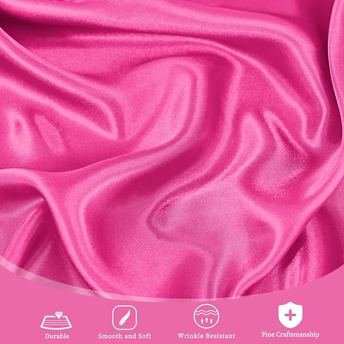 fani 6 Pack 120 Inch Hot Pink Satin Tablecloth - Silky Round Tablecloth Overlay Smooth Fabric Table Cover, Bright Table Decoration for Wedding Party Banquet Events Restaurant Kitchen Dining