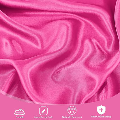 fani 6 Pack 120 Inch Hot Pink Satin Tablecloth - Silky Round Tablecloth Overlay Smooth Fabric Table Cover, Bright Table Decoration for Wedding Party Banquet Events Restaurant Kitchen Dining