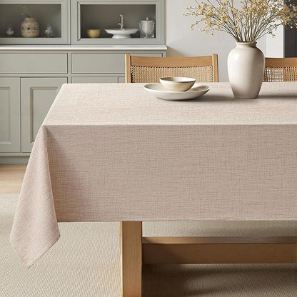 MIULEE Natural Linen Tablecloth 60x144 Inch Rectangle Table Cloth Waterproof,Stain Resistant & Wrinkle Resistant for Dining Party Wedding