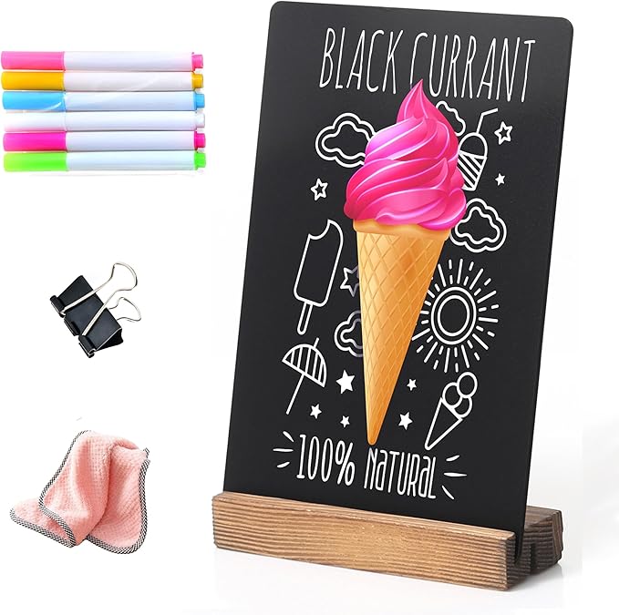 Chalkboard Sign - 8.7x12 in Decorative Family Message Board with Base