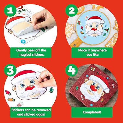 JOYIN 24 Pcs Christmas Make-a-face Stickers, Make Your Own Characters Mix and Match Sticker Sheets with Christmas Elf, Santa Santa, Snowman, Penguin, and Polar Bear Kids Party Favor Supplies Craft