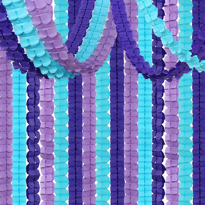 Purple-Blue Mermaid Party-Decorations Garland Streamers - 12pcs Girls Birthday Baby Shower 4-Leaf Clover Paper Streamer,Little Mermaid Theme Under The Sea Backdrop Banners Decor Ouruola
