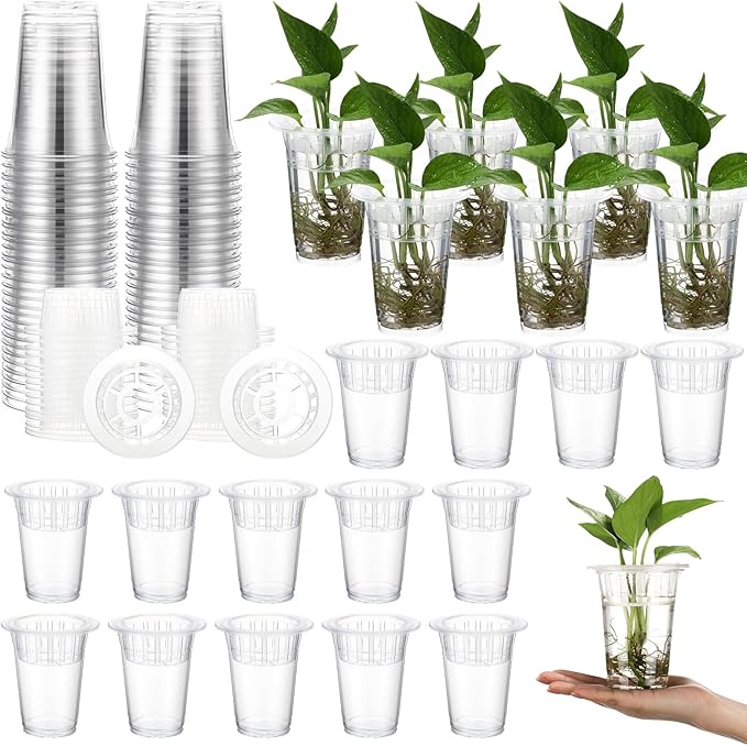 Baderke 35 Pack Plastic Plant Propagation Station Desktop Terrariums Plant Tabletop Vase with Hydroponic Baskets for Indoor Home Office Desktop Decor (4.57'')