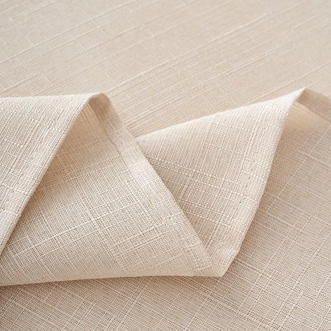 NLMUVW Rectangle Linen Tablecloth 78 Inch, Champagne Tablecloth Textured Water Resistant Farmhouse Table Cover for Cafe Kitchen Dining, 54 x 78 Inch