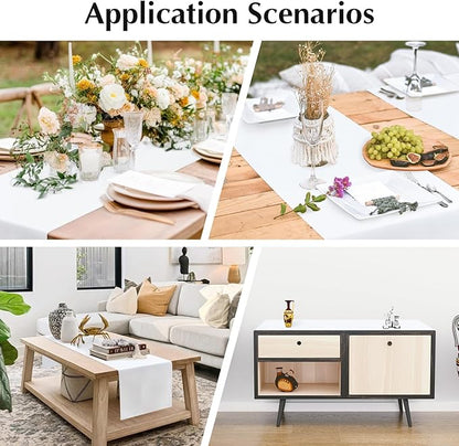 2 Pack White Table Runner 12 x 72 Inch Solid Color Farmhouse Runners Coffee Table Dresser for Daily Party Home Decoration